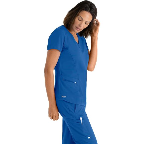 NWT BARCO Grey's Anatomy Signature Women's Zip Scrub Top New Royal Sz S - Picture 3 of 5